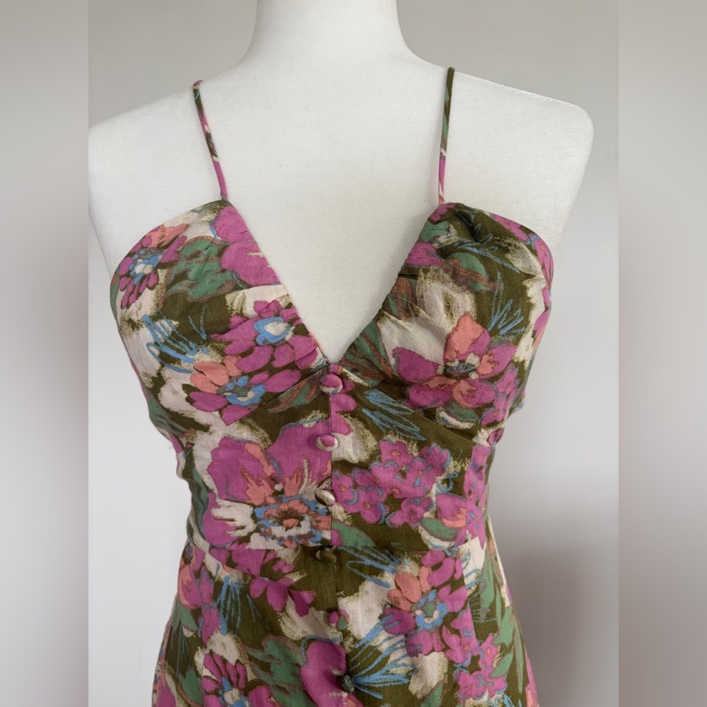 Zara Floral Midi Dress XS | Strappy Back | Front Slit | Summer - Picture 5 of 10